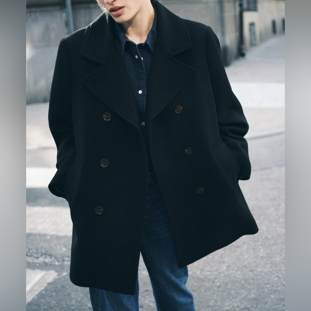 Hm double breasted twill coat med